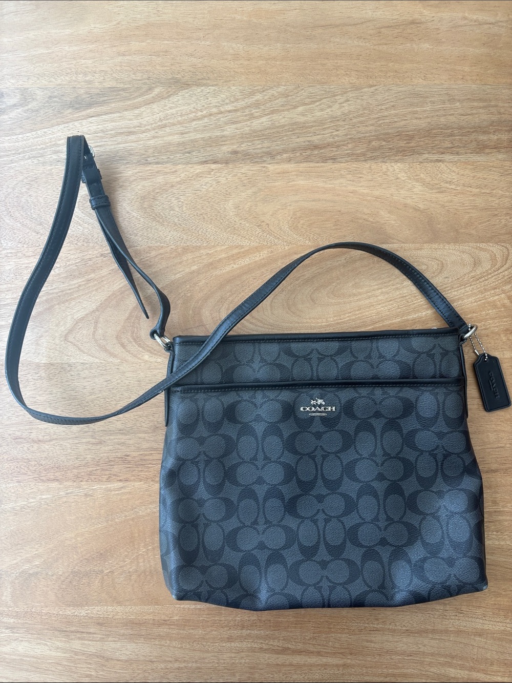 Coach Black Signature Monogram Crossbody Bag